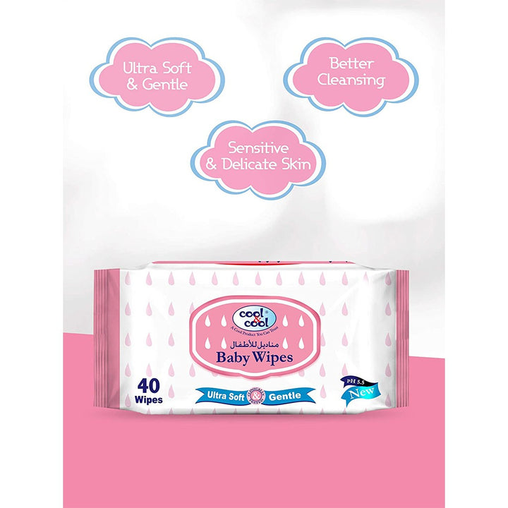 Cool & Cool Baby Wipes 40's Pack of 4's - Easy Pharmacy LLC