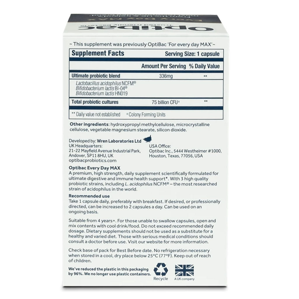 Optibac Every Day Max Probiotic Capsules 30's - Easy Pharmacy LLC