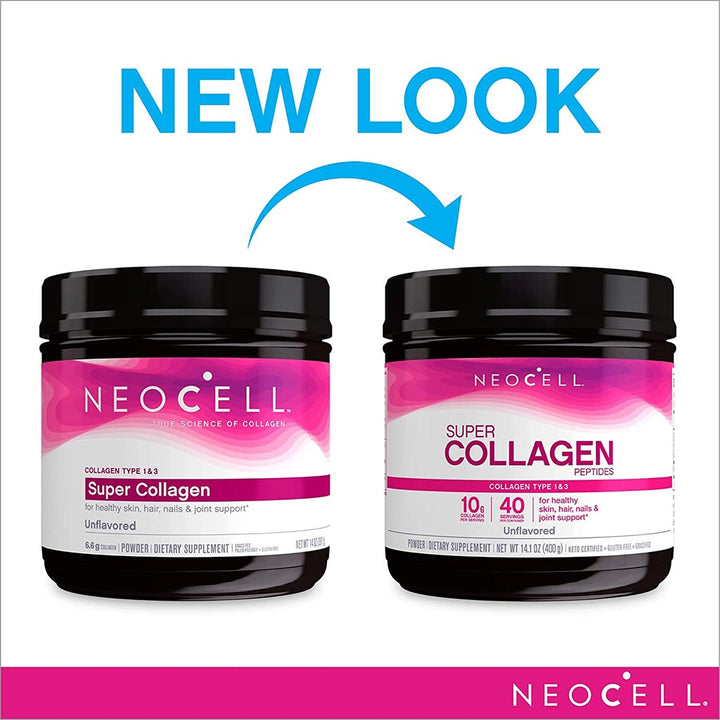 NeoCell Super Collagen Peptides Collagen Type 1 & 3 Powder Unflavored For healthy skin, hair & nails 400g - Easy Pharmacy LLC