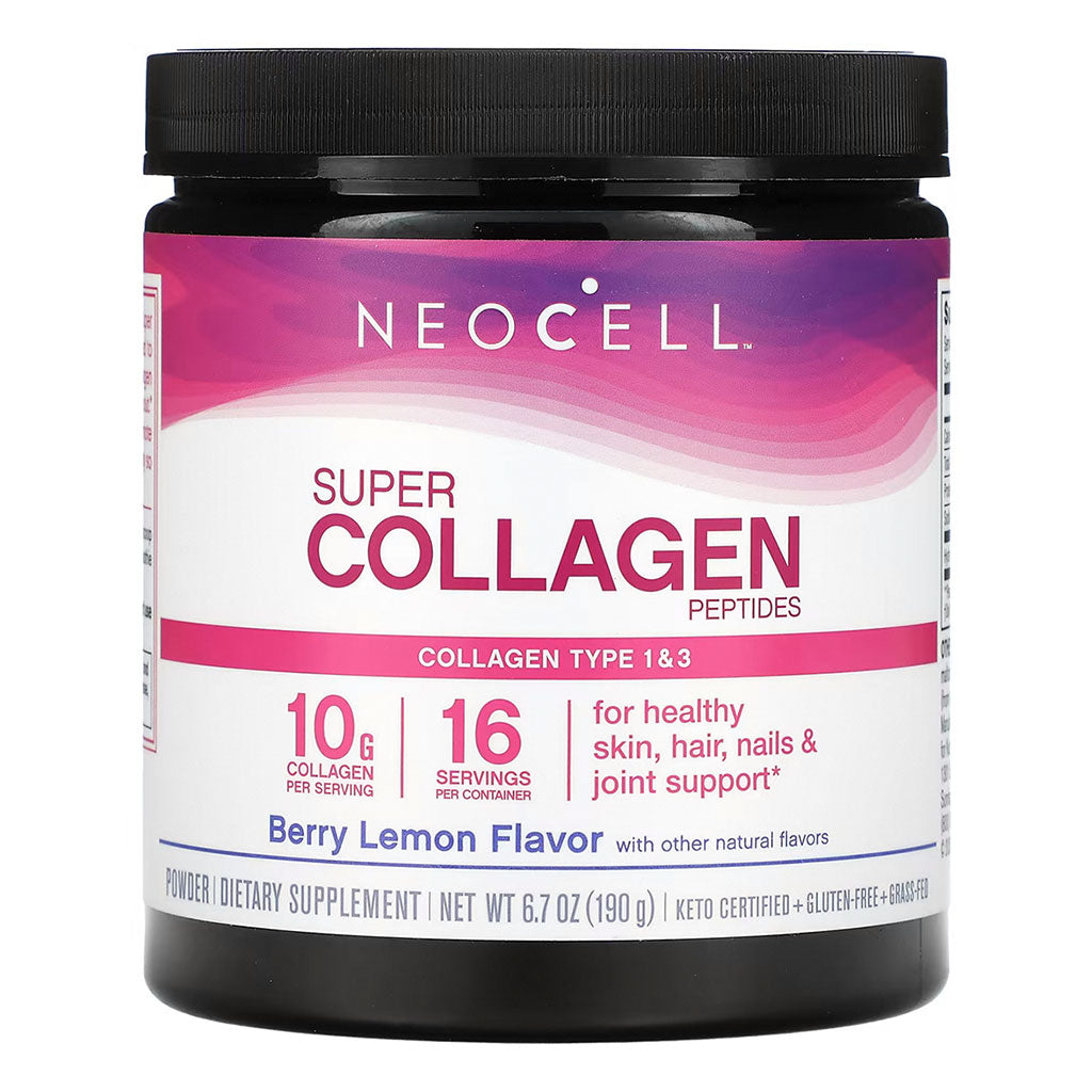 NeoCell Super Collagen Peptide Collagen Type 1 & 3 Powder Berry Lemon Flavor For healthy skin, hair & nails 190g - Easy Pharmacy LLC