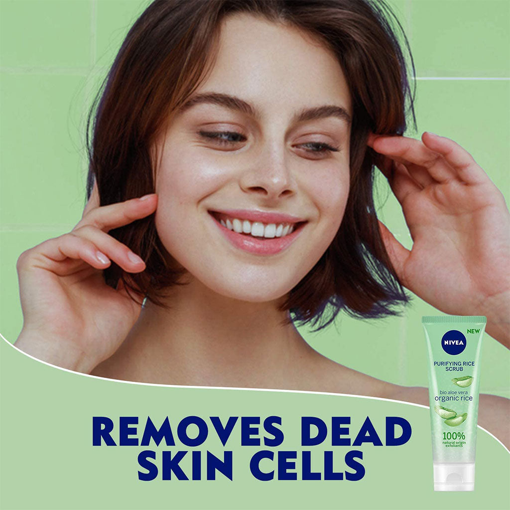 Nivea Purify Organic Rice Scrub For Combination Skin 75ml - Easy Pharmacy LLC