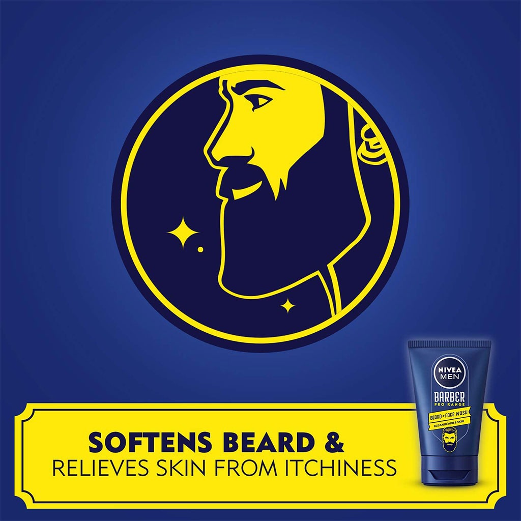 Nivea Men Barber Pro Range Beard + Face Wash For Clean Beard And Skin 100ml - Easy Pharmacy LLC