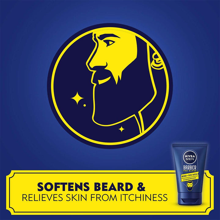 Nivea Men Barber Pro Range Beard + Face Wash For Clean Beard And Skin 100ml - Easy Pharmacy LLC