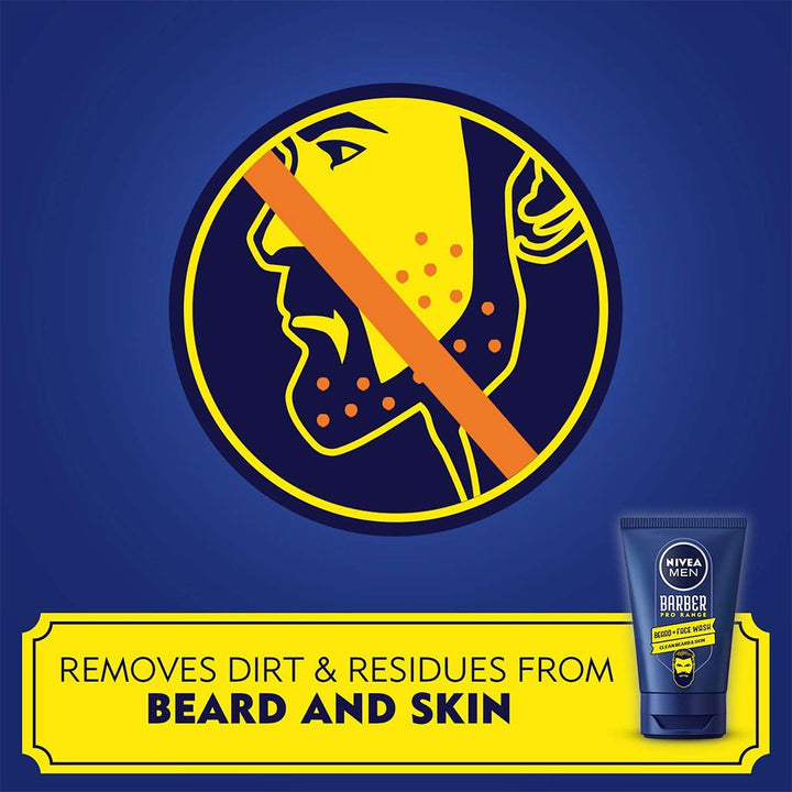 Nivea Men Barber Pro Range Beard + Face Wash For Clean Beard And Skin 100ml - Easy Pharmacy LLC
