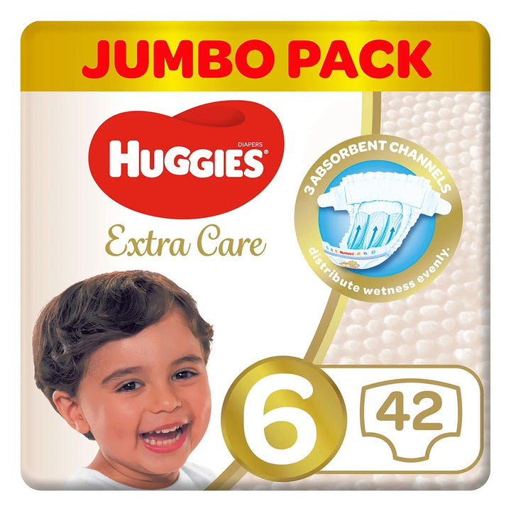 Huggies Extra Care Baby Diapers, Size 6, 15+Kg, Pack of 42's - Easy Pharmacy LLC