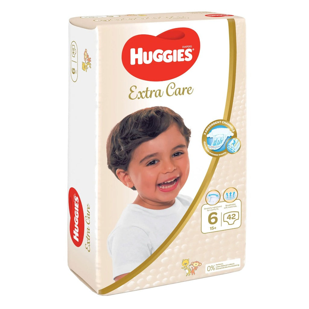 Huggies Extra Care Baby Diapers, Size 6, 15+Kg, Pack of 42's - Easy Pharmacy LLC