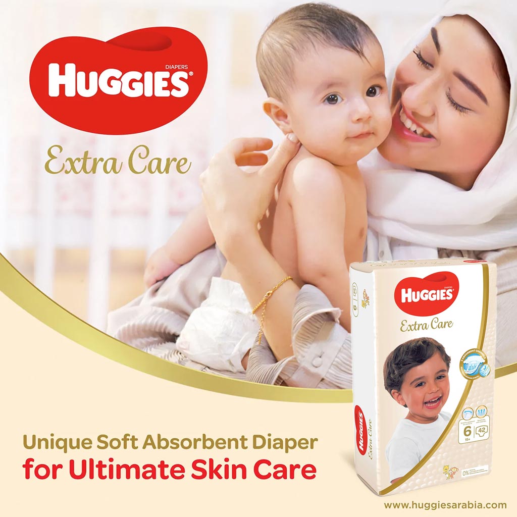 Huggies Extra Care Baby Diapers, Size 6, 15+Kg, Pack of 42's - Easy Pharmacy LLC
