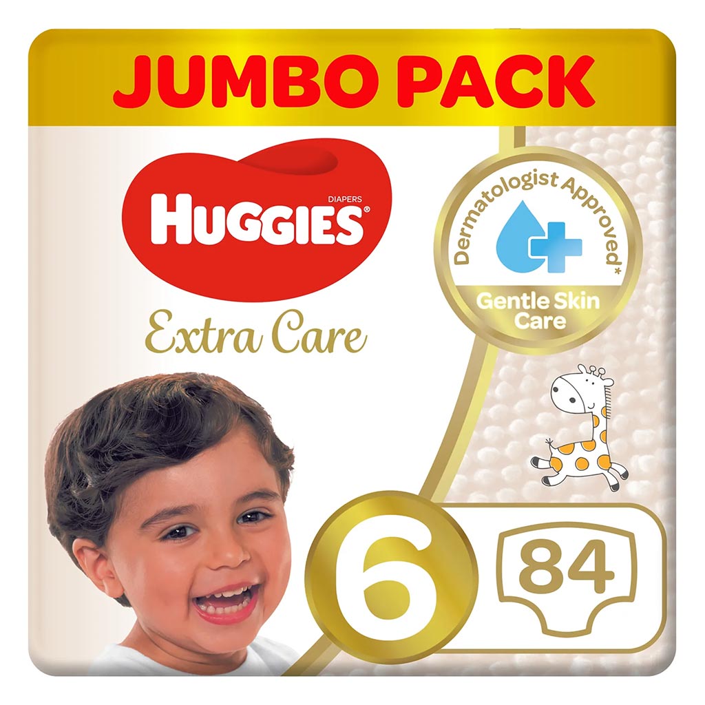 Huggies Extra Care Baby Diapers, Size 6, 15+Kg, Jumbo Pack of 2 x 42's - Easy Pharmacy LLC