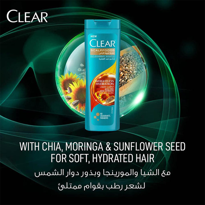 Clear Scalpfoods Weightless Hydration Anti-Dandruff Shampoo With Chia Seed Extracts 400ml - Easy Pharmacy LLC