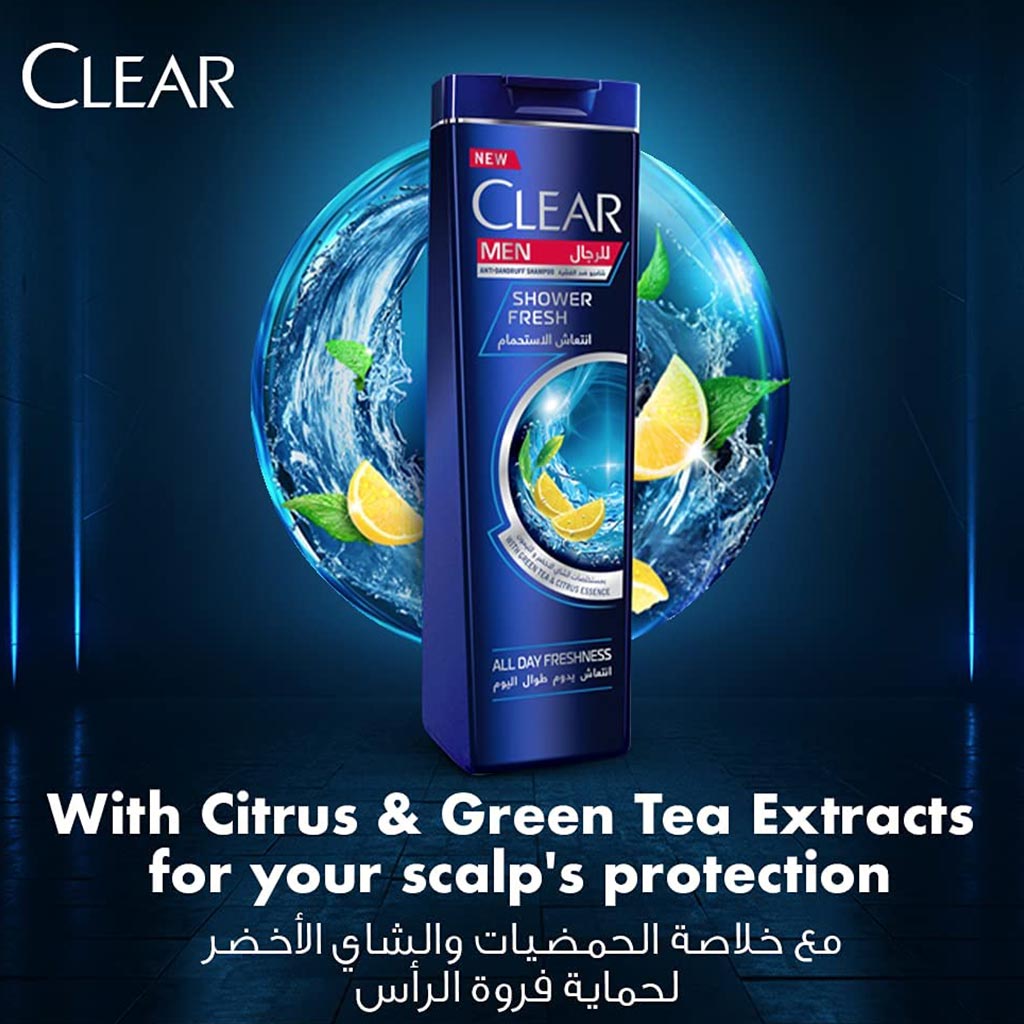Clear Men Shower Fresh Anti-Dandruff Shampoo With Citrus Essence And Green Tea 400ml - Easy Pharmacy LLC
