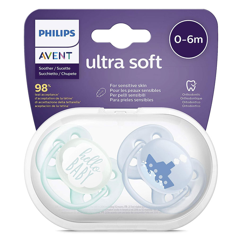 Philips Avent Ultra Soft Pacifier For 0-6 Months Baby, Pack of 2's SCF222/01 - Easy Pharmacy LLC