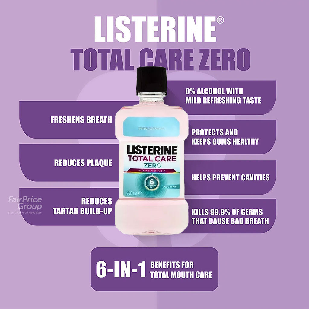 Listerine Total Care Zero 6-in-1 Alcohol Free Mouthwash 250ml 2+1 PROMO PACK - Easy Pharmacy LLC