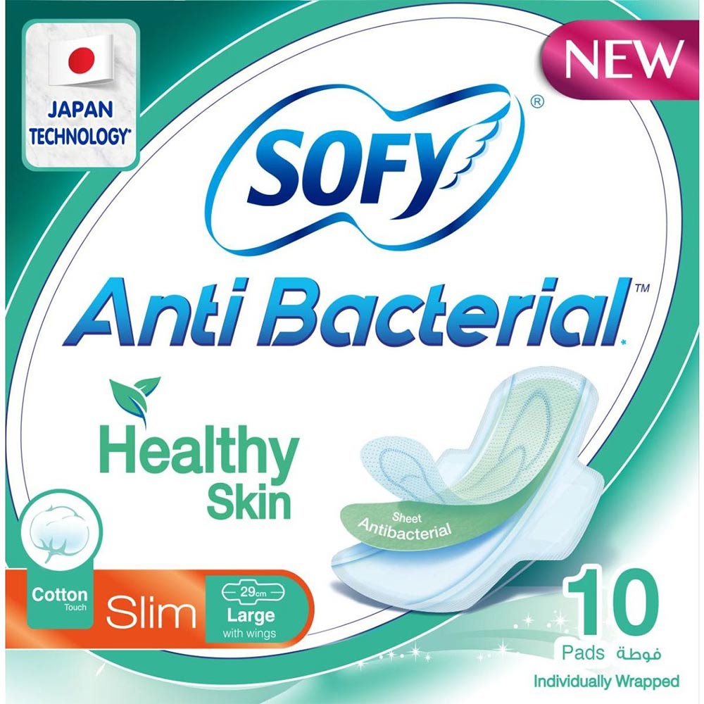 Sofy Anti-Bacterial Healthy Skin Slim Sanitary Pad Large, Pack of 10 - Easy Pharmacy LLC