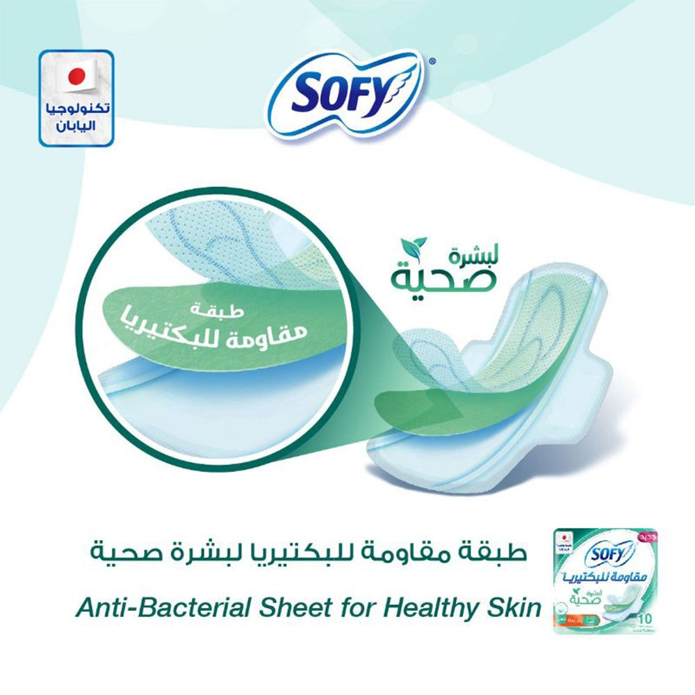 Sofy Anti-Bacterial Healthy Skin Slim Sanitary Pad Large, Pack of 10 - Easy Pharmacy LLC