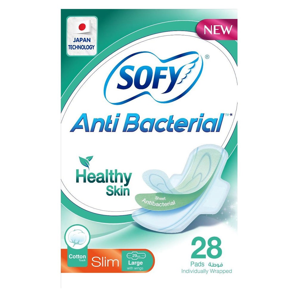 Sofy Anti-Bacterial Healthy Skin Slim Sanitary Pad Large, Pack of 28 - Easy Pharmacy LLC