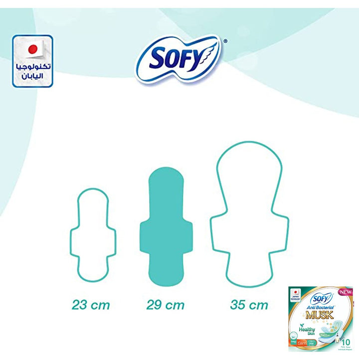 Sofy Anti-Bacterial Musk Healthy Skin Slim Sanitary Pad Large, Pack of 10 - Easy Pharmacy LLC