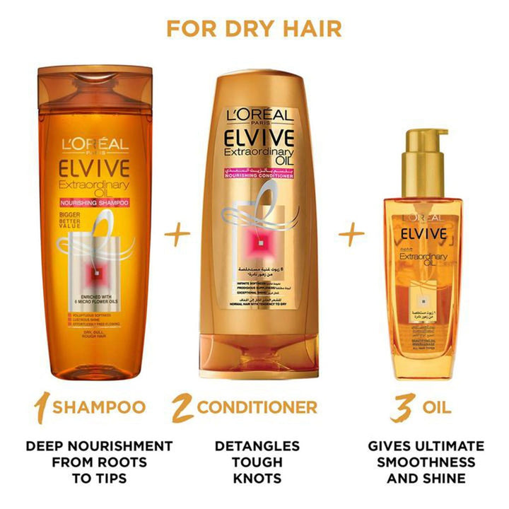 Loreal Paris Elvive Extraordinary Oil Nourishing Shampoo For Dry Hair 400ml - Easy Pharmacy LLC