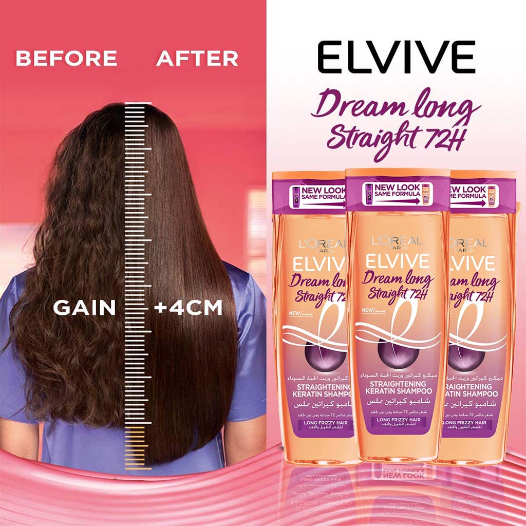 Loreal Elvive Dream Long Straight 72 Hours Straightening keratin Shampoo For Long Frizzy Hair 200ml - Easy Pharmacy LLC