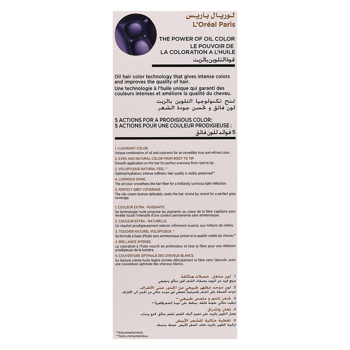 L'oreal Paris Prodigy Ammonia Free Permanent Oil Hair Color 1.0 Black - Easy Pharmacy LLC