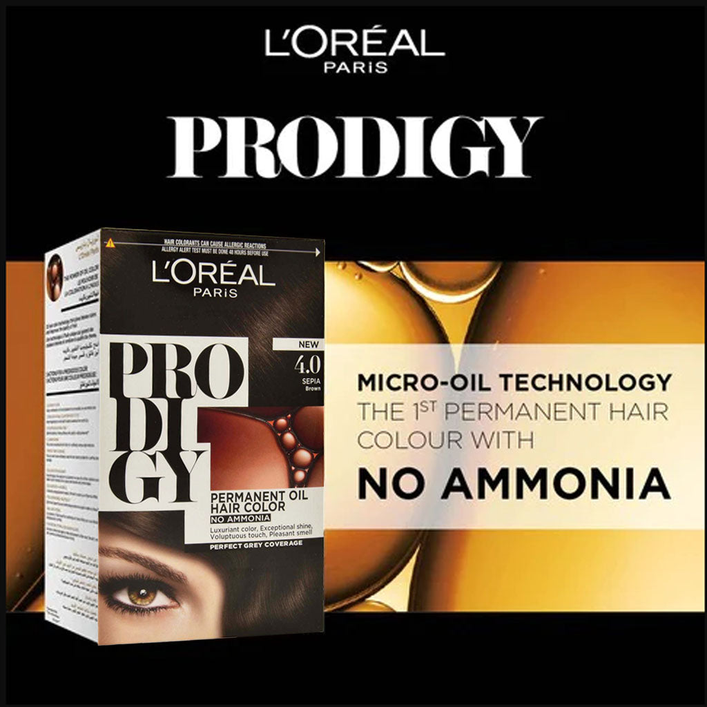 Loreal Paris Prodigy Permanent Oil Hair Color Kit, 4.0 Sepia Brown - Easy Pharmacy LLC