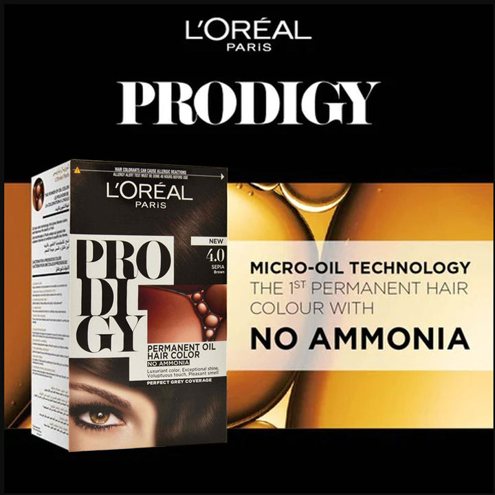 Loreal Paris Prodigy Permanent Oil Hair Color Kit, 4.0 Sepia Brown - Easy Pharmacy LLC