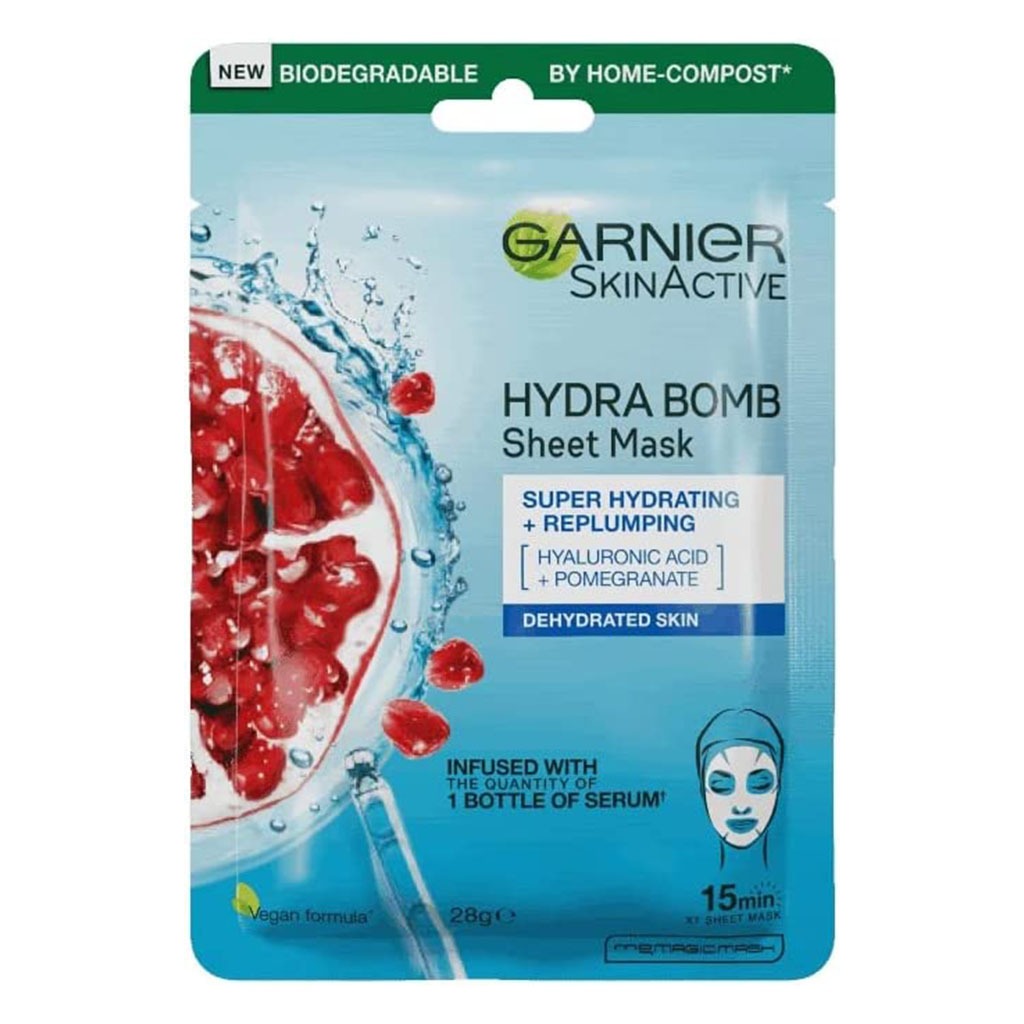 Garnier SkinActive Hydra Bomb Pomegranate Serum Sheet Mask With Hyaluronic Acid For Dehydrated Skin, Pack of 1's - Easy Pharmacy LLC