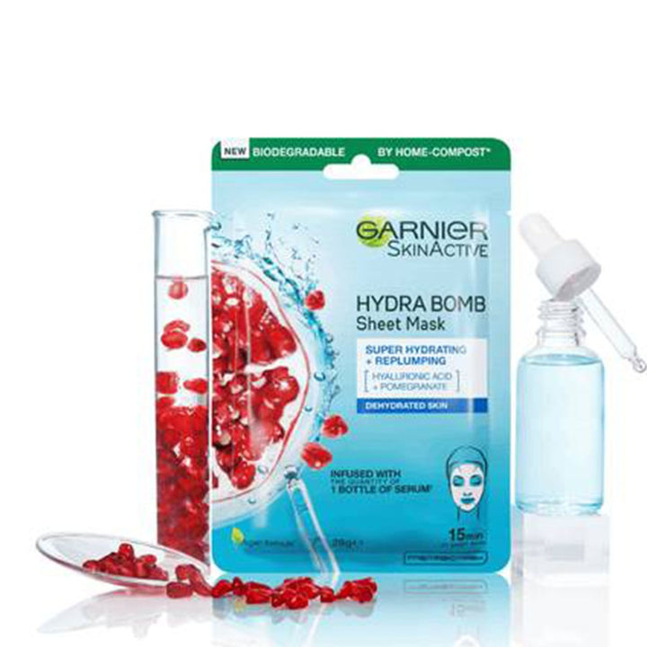 Garnier SkinActive Hydra Bomb Pomegranate Serum Sheet Mask With Hyaluronic Acid For Dehydrated Skin, Pack of 1's - Easy Pharmacy LLC