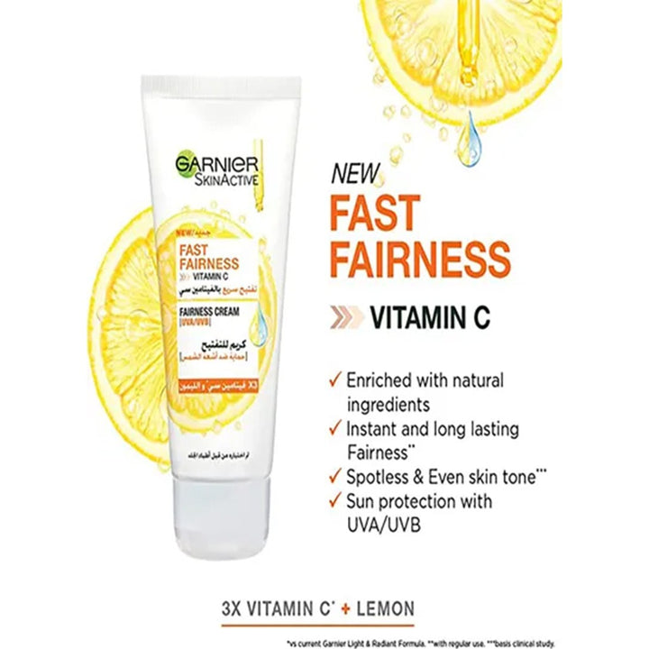 Garnier SkinActive Fast Fairness Day Cream With 3x Vitamin C & Lemon 100ml - Easy Pharmacy LLC