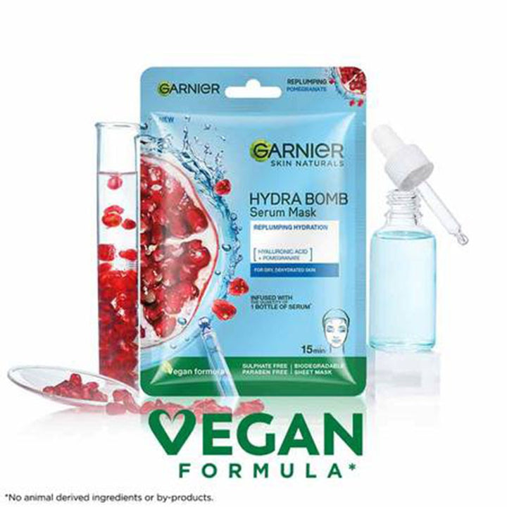 Garnier SkinActive Hydra Bomb Ultra Hydrating and Rejuvenating Facial Tissue Mask with Pomegranate Extract For Normal To Dehydrated Skin, 32g 1's - Easy Pharmacy LLC