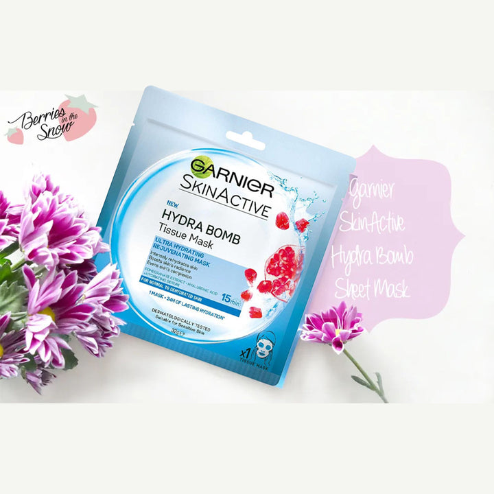 Garnier SkinActive Hydra Bomb Ultra Hydrating and Rejuvenating Facial Tissue Mask with Pomegranate Extract For Normal To Dehydrated Skin, 32g 1's - Easy Pharmacy LLC