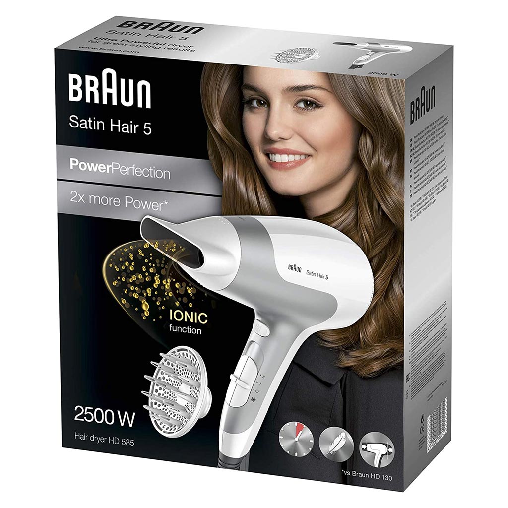 Braun Satin Hair 5 Hair Dryer HD585 With Diffuser And Ionic Function - Easy Pharmacy LLC