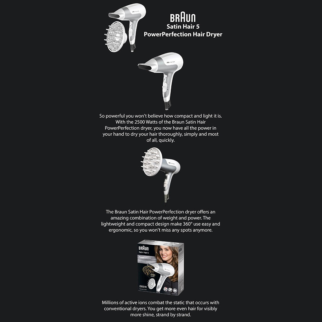 Braun Satin Hair 5 Hair Dryer HD585 With Diffuser And Ionic Function - Easy Pharmacy LLC