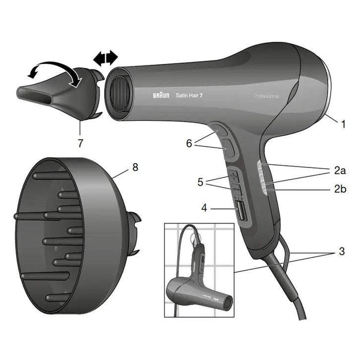 Braun Satin Hair 7 Professional 2000W Hair Dryer HD785 - Easy Pharmacy LLC