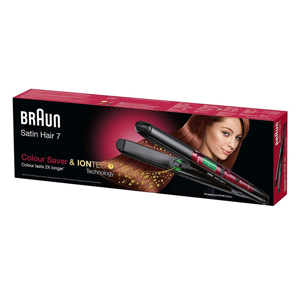 Braun Satin Hair 7 Hair Straightener With Color Saver And Iontec Technology Straightener ST750 - Easy Pharmacy LLC