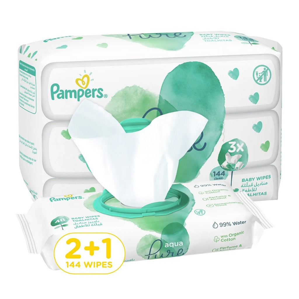 Pampers Aqua Pure Baby Wet Wipes, Pack of 144's - Easy Pharmacy LLC