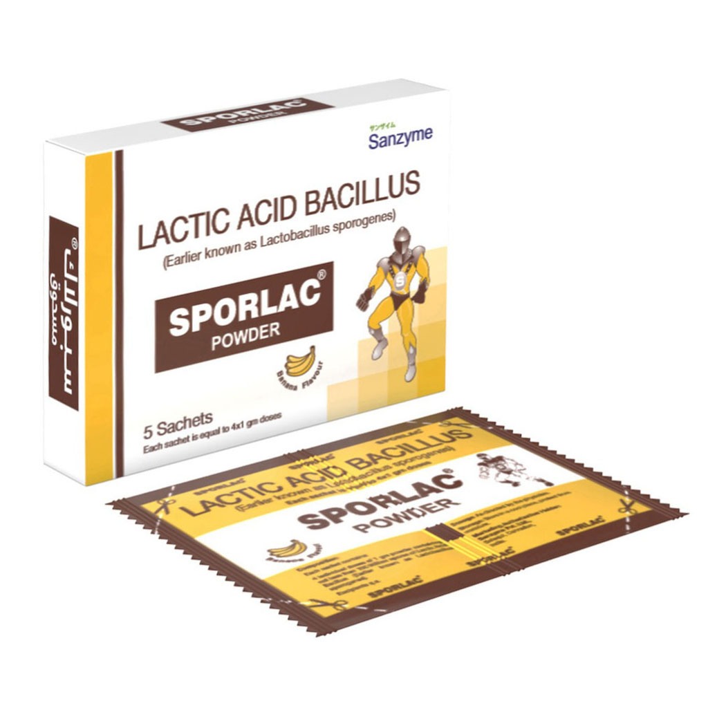 Sporlac 50mg Probiotic Banana Flavoured Oral Powder Sachet 1g, Pack of 5's - Easy Pharmacy LLC