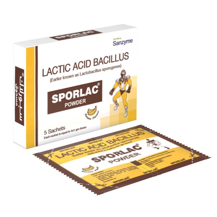 Sporlac 50mg Probiotic Banana Flavoured Oral Powder Sachet 1g, Pack of 5's - Easy Pharmacy LLC