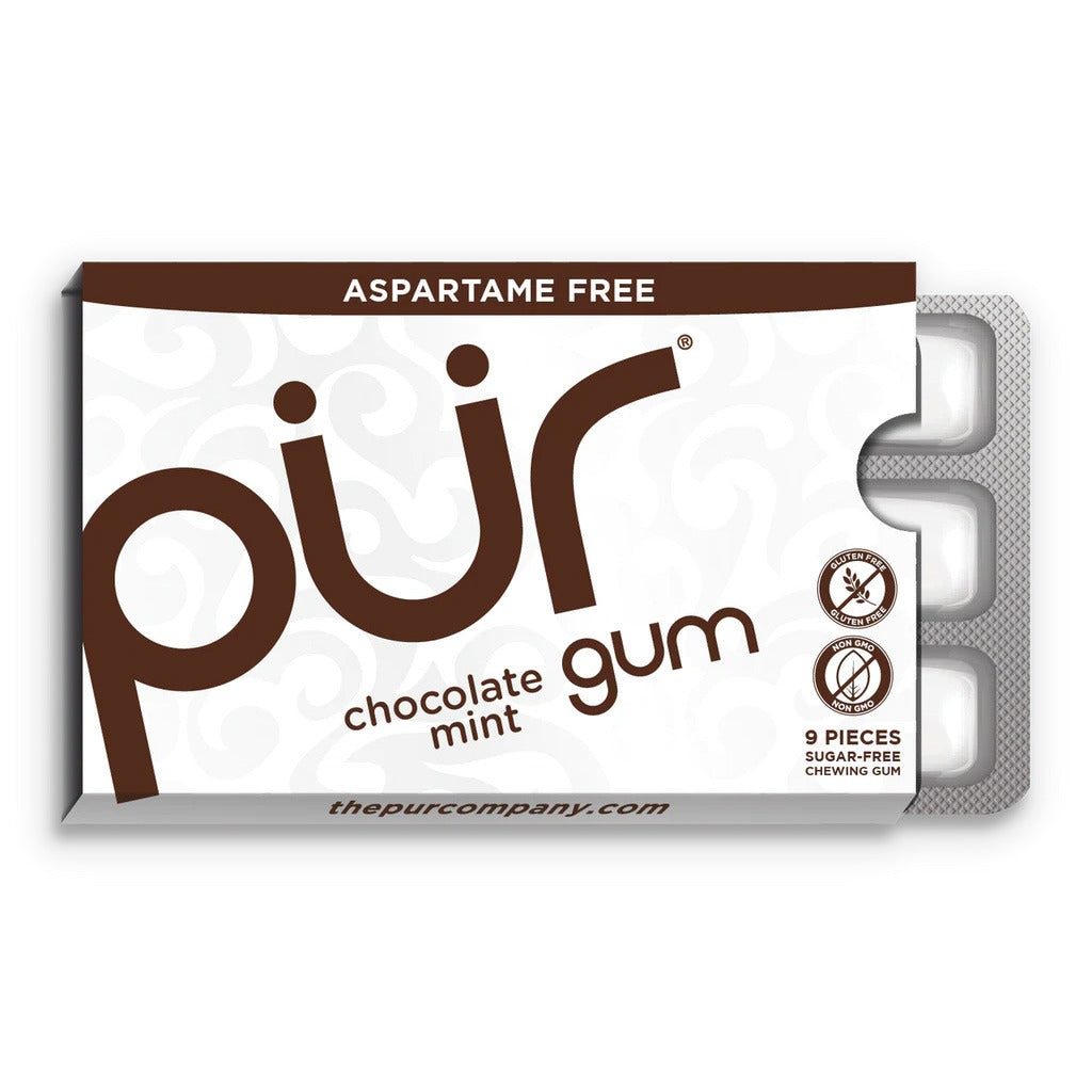 Pur Aspartame & Sugar Free Chocolate Mint Chewing Gum With Xylitol 9 Pieces - Easy Pharmacy LLC