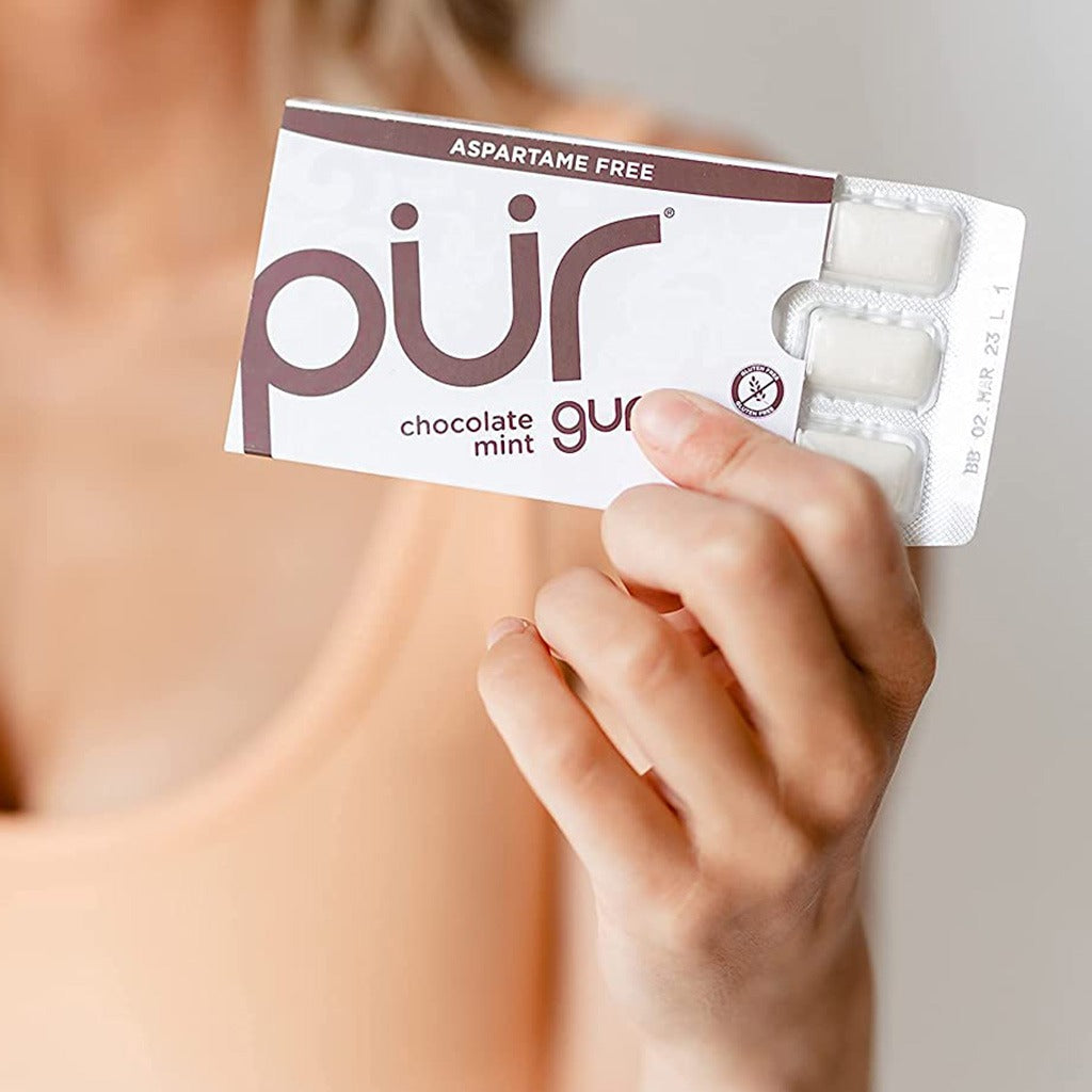 Pur Aspartame & Sugar Free Chocolate Mint Chewing Gum With Xylitol 9 Pieces - Easy Pharmacy LLC
