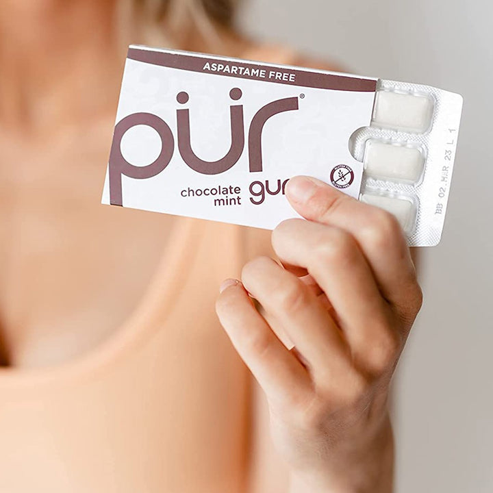 Pur Aspartame & Sugar Free Chocolate Mint Chewing Gum With Xylitol 9 Pieces - Easy Pharmacy LLC