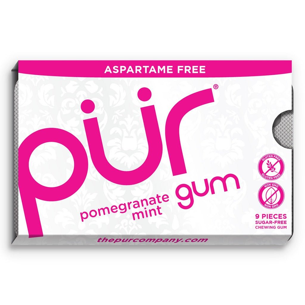 Pur Aspartame & Sugar Free Pomegranate Chewing Gum With Xylitol 9 Pieces - Easy Pharmacy LLC