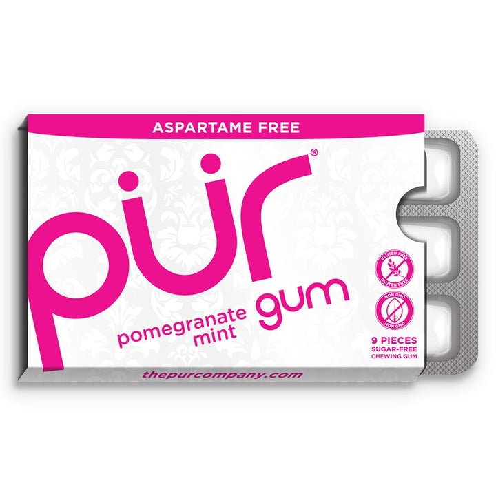 Pur Aspartame & Sugar Free Pomegranate Chewing Gum With Xylitol 9 Pieces - Easy Pharmacy LLC