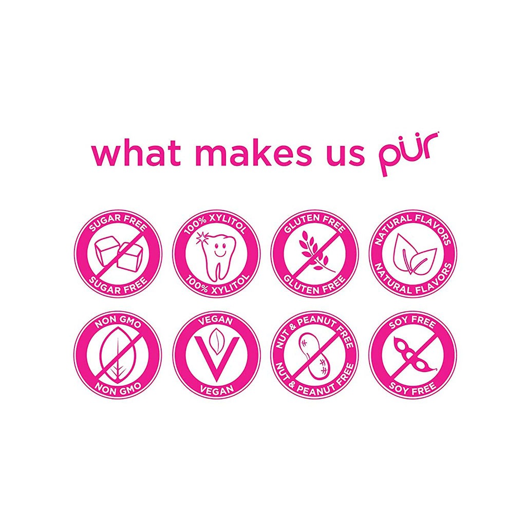 Pur Aspartame & Sugar Free Pomegranate Chewing Gum With Xylitol 9 Pieces - Easy Pharmacy LLC