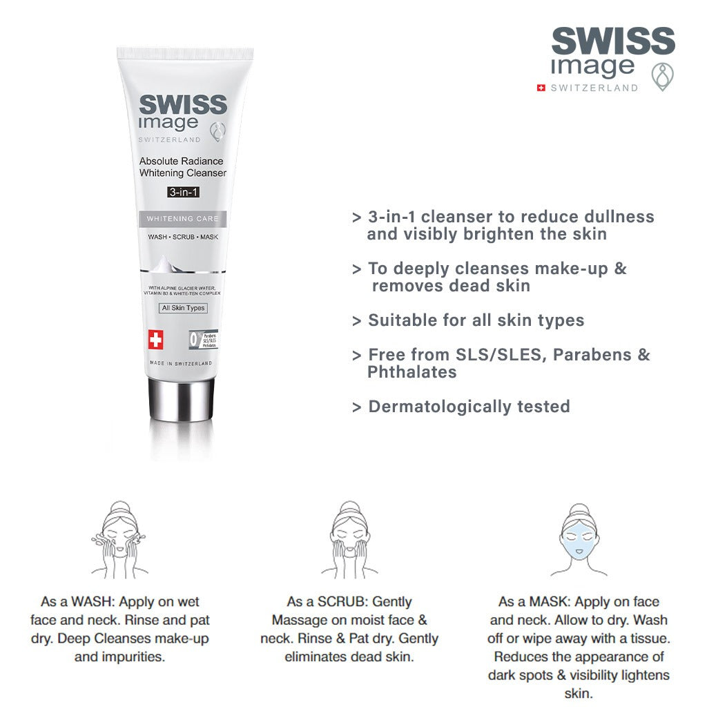 Swiss Image Whitening Care Absolute Radiance 3-In-1 Whitening Cleanser For All Skin Types 100ml - Easy Pharmacy LLC