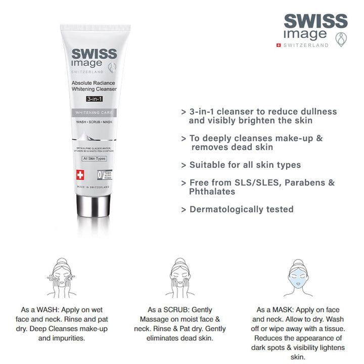 Swiss Image Whitening Care Absolute Radiance 3-In-1 Whitening Cleanser For All Skin Types 100ml - Easy Pharmacy LLC