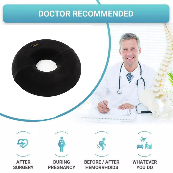 Orthia Premium Round Cushion - Black Velvet, Pack of 1's - Easy Pharmacy LLC