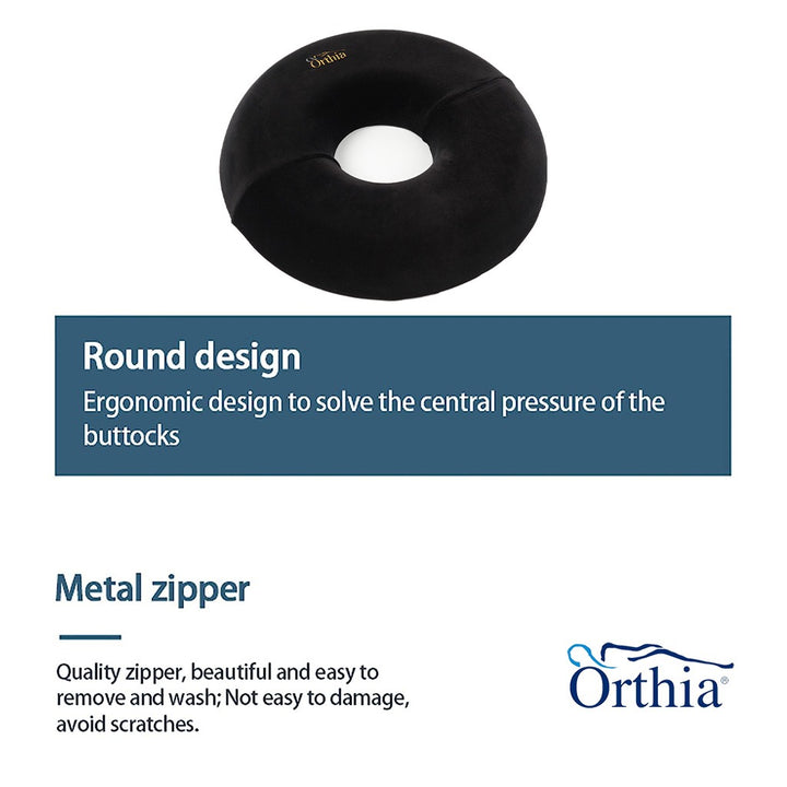 Orthia Premium Round Cushion - Black Velvet, Pack of 1's - Easy Pharmacy LLC