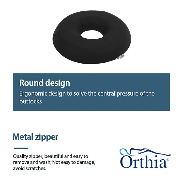 Orthia Premium Round Cushion - Black Waterproof, Pack of 1's - Easy Pharmacy LLC