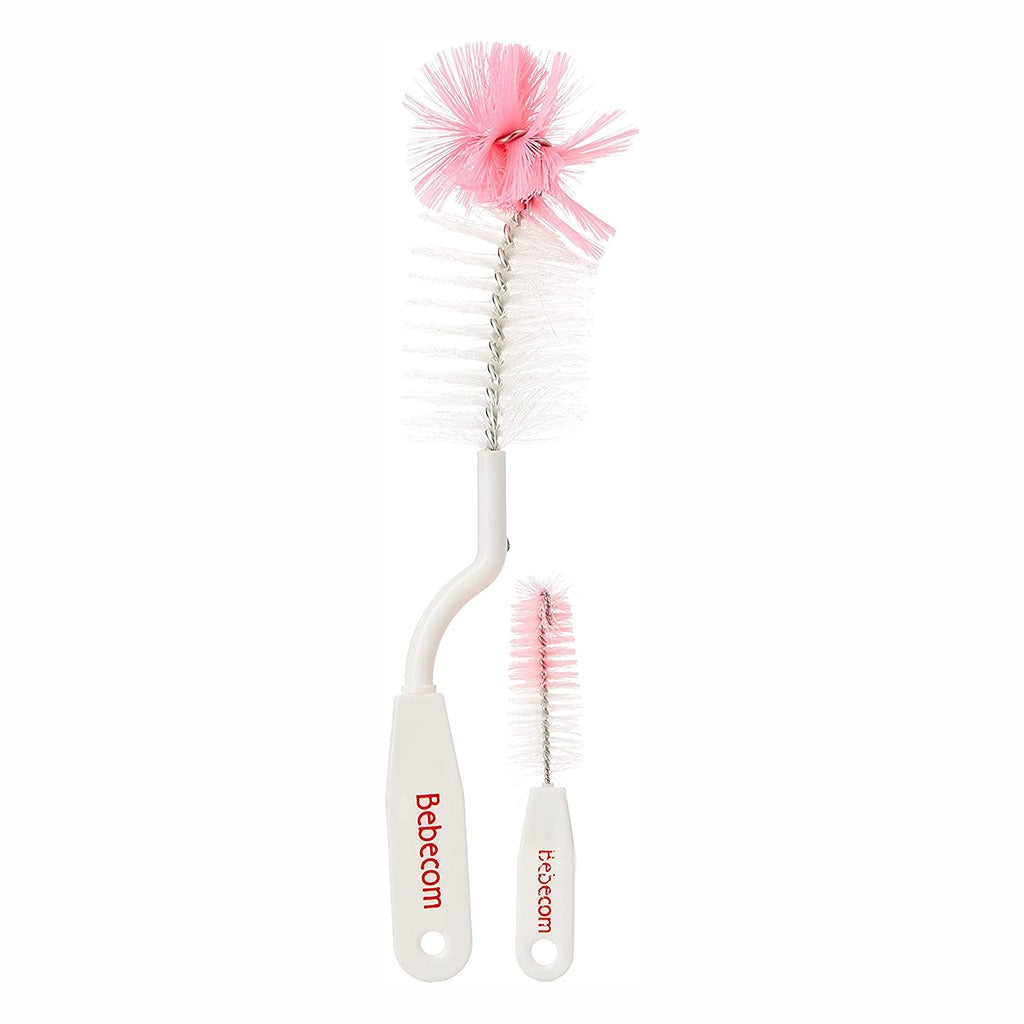 Bebecom Anti-bacterial Nylon Bottle Brush + Nipple Brush Small - Easy Pharmacy LLC