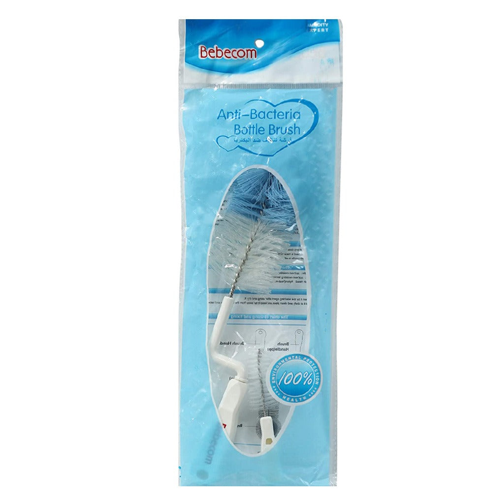 Bebecom Anti-bacterial Nylon Bottle Brush + Nipple Brush Small - Easy Pharmacy LLC